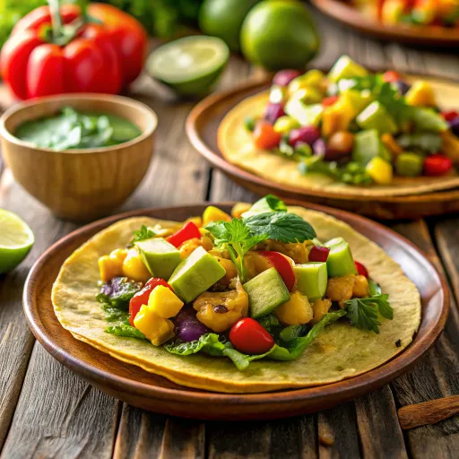 Tacos de Verduras al Carbón con Salsa de Aguacate